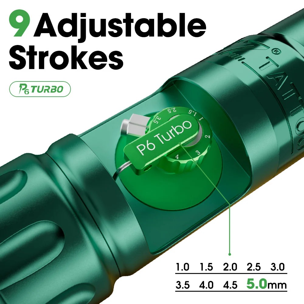 Pen Inalambrica P6 Turbo - Stroke Ajustable 1.0-5.0mm - Direct Drive - 2 BATERÍAS - By EZ - Imagen 5
