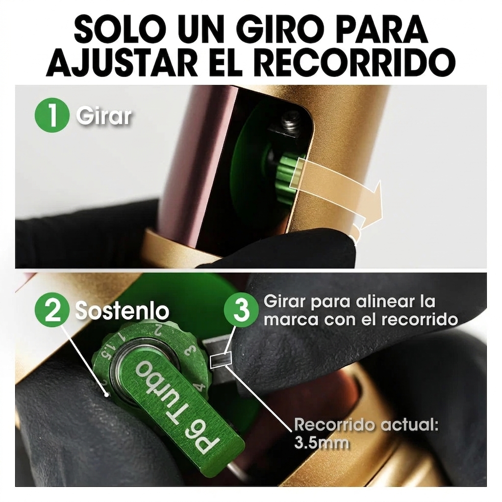Pen Inalambrica P6 Turbo - Stroke Ajustable 1.0-5.0mm - Direct Drive - By EZ - Imagen 10