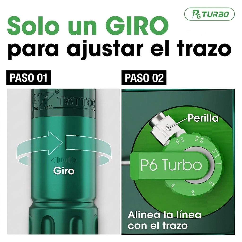 Pen Inalambrica P6 Turbo - Stroke Ajustable 1.0-5.0mm - Direct Drive - 2 BATERÍAS - By EZ - Imagen 10